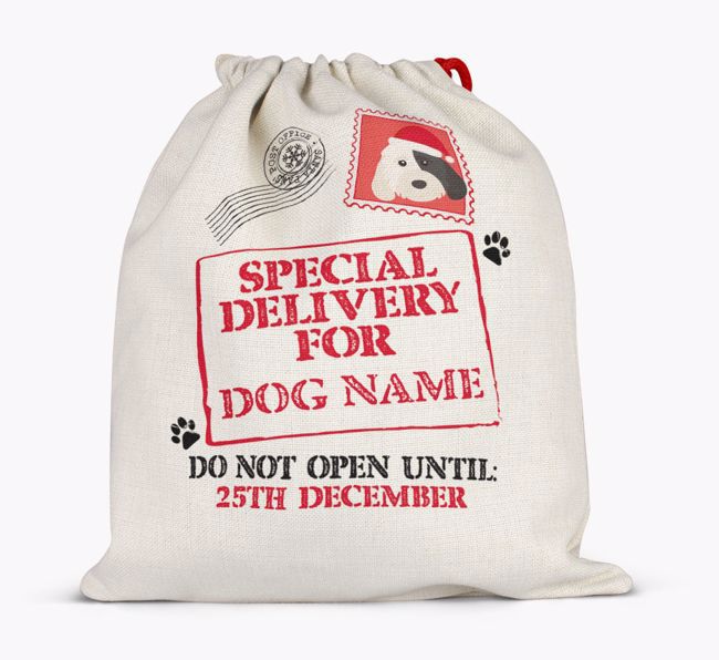 Special Delivery for {dogsName}: Personalized {breedFullName} Santa Sack